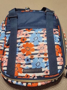 Artic Zone Floral  Lunchbag Bag in Navy, Orange & Light Blue